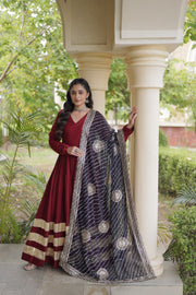 Women’s Anarkali Gown Set with Printed Dupatta