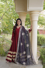 Women’s Anarkali Gown Set with Printed Dupatta