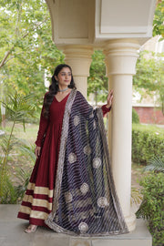 Women’s Anarkali Gown Set with Printed Dupatta