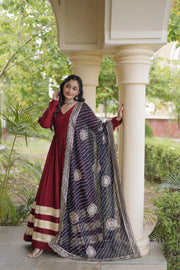Women’s Anarkali Gown Set with Printed Dupatta