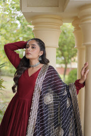 Women’s Anarkali Gown Set with Printed Dupatta