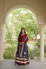 Women’s Anarkali Gown Set with Printed Dupatta
