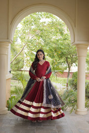 Women’s Anarkali Gown Set with Printed Dupatta