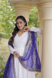 Women’s Anarkali Gown Set with Printed Dupatta