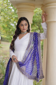 Women’s Anarkali Gown Set with Printed Dupatta