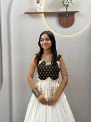 Women’s Chinon Silk Lehenga Choli Set with Heavy Embroidery & Fancy Lace Work