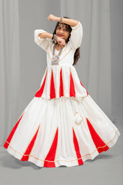 Girls White Lehenga Choli Set,Traditional Indian Ethnic Wear