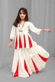 Girls White Lehenga Choli Set,Traditional Indian Ethnic Wear