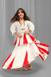 Girls White Lehenga Choli Set,Traditional Indian Ethnic Wear