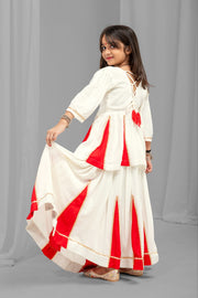 Girls White Lehenga Choli Set,Traditional Indian Ethnic Wear