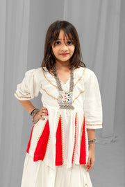 Girls White Lehenga Choli Set,Traditional Indian Ethnic Wear