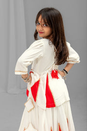 Girls White Lehenga Choli Set,Traditional Indian Ethnic Wear