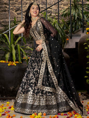 Women’s Silver Floral Embroidered Lehenga Choli with Dupatta