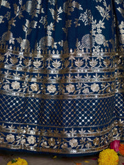 Women’s Silver Floral Embroidered Lehenga Choli with Dupatta
