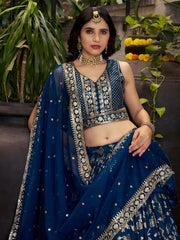 Women’s Silver Floral Embroidered Lehenga Choli with Dupatta