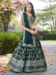 Women’s Silver Floral Embroidered Lehenga Choli with Dupatta