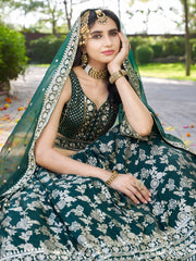 Women’s Silver Floral Embroidered Lehenga Choli with Dupatta