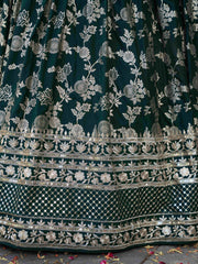 Women’s Silver Floral Embroidered Lehenga Choli with Dupatta