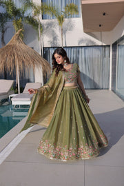 Women’s Embroidered Lehenga Choli Set with Dupatta