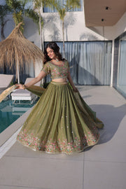 Women’s Embroidered Lehenga Choli Set with Dupatta