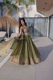 Women’s Embroidered Lehenga Choli Set with Dupatta