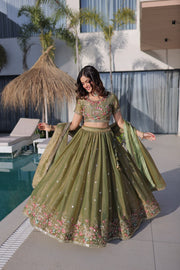 Women’s Embroidered Lehenga Choli Set with Dupatta