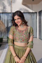 Women’s Embroidered Lehenga Choli Set with Dupatta