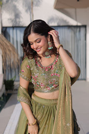 Women’s Embroidered Lehenga Choli Set with Dupatta