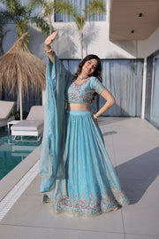 Women’s Embroidered Lehenga Choli Set with Dupatta