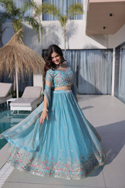 Women’s Embroidered Lehenga Choli Set with Dupatta