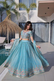 Women’s Embroidered Lehenga Choli Set with Dupatta