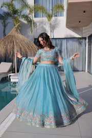 Women’s Embroidered Lehenga Choli Set with Dupatta