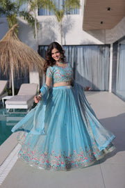 Women’s Embroidered Lehenga Choli Set with Dupatta
