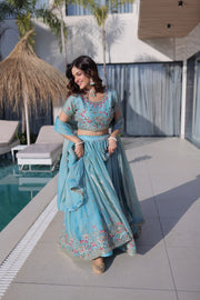 Women’s Embroidered Lehenga Choli Set with Dupatta