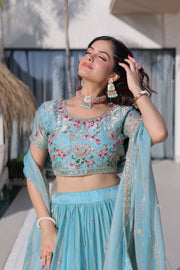 Women’s Embroidered Lehenga Choli Set with Dupatta