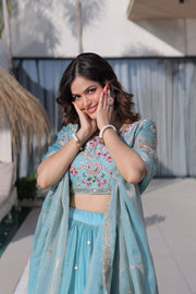 Women’s Embroidered Lehenga Choli Set with Dupatta