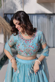 Women’s Embroidered Lehenga Choli Set with Dupatta