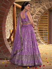 Women’s Silver Floral Embroidered Lehenga Choli with Dupatta