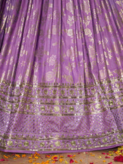 Women’s Silver Floral Embroidered Lehenga Choli with Dupatta