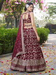 Women’s Silver Floral Embroidered Lehenga Choli with Dupatta