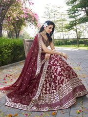 Women’s Silver Floral Embroidered Lehenga Choli with Dupatta