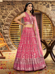 Women’s Silver Floral Embroidered Lehenga Choli with Dupatta