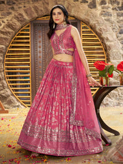 Women’s Silver Floral Embroidered Lehenga Choli with Dupatta