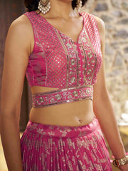 Women’s Silver Floral Embroidered Lehenga Choli with Dupatta
