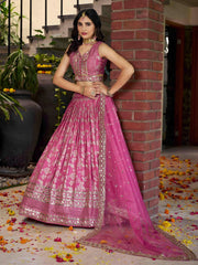Women’s Silver Floral Embroidered Lehenga Choli with Dupatta