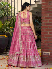 Women’s Silver Floral Embroidered Lehenga Choli with Dupatta
