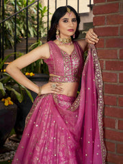 Women’s Silver Floral Embroidered Lehenga Choli with Dupatta