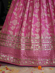Women’s Silver Floral Embroidered Lehenga Choli with Dupatta