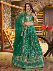 Women’s Silver Floral Embroidered Lehenga Choli with Dupatta