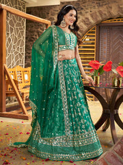 Women’s Silver Floral Embroidered Lehenga Choli with Dupatta